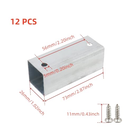 Risbay 1 Inch Slip Square Tube Coupler Straight Line Square Tube Connector for Chain Link Fence Rail Stainless Steel 2 Way 180 Degree Straight Line Joint Slip Coupler Pipe Clamps 12PCSSilver - Image 3