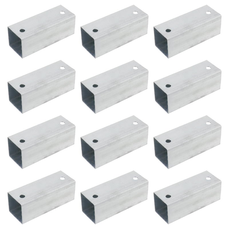 Risbay 1 Inch Slip Square Tube Coupler Straight Line Square Tube Connector for Chain Link Fence Rail Stainless Steel 2 Way 180 Degree Straight Line Joint Slip Coupler Pipe Clamps 12PCSSilver - Image 2