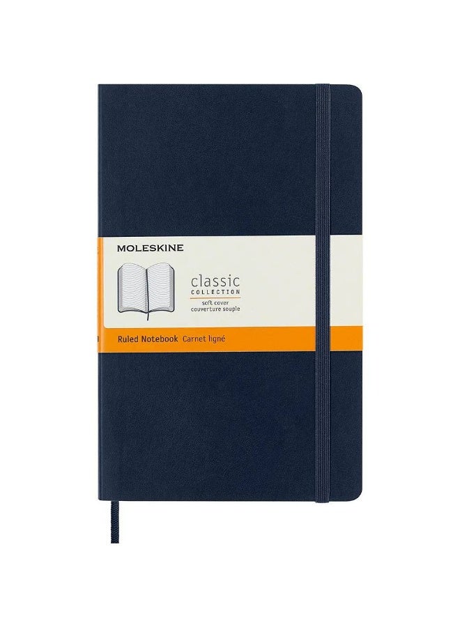 MOLESKINE Large Notebook Ruled Pages Sapphire Blue Soft Cover 192 Pages - Image 1