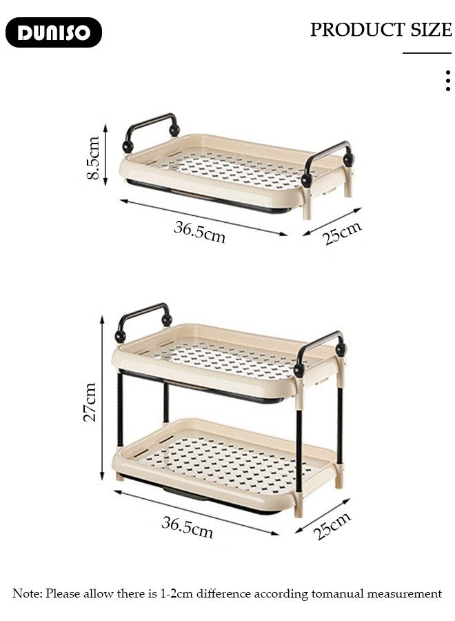 DUNISO 2 Tier Cup Drying Rack with Drain Tray, Countertop Mug Holder, Bathroom Cup Storage Shelf, Multi-Functional Kitchen Storage Organizer Shelf for Glasses, Tumbler, Teacups  - Image 4