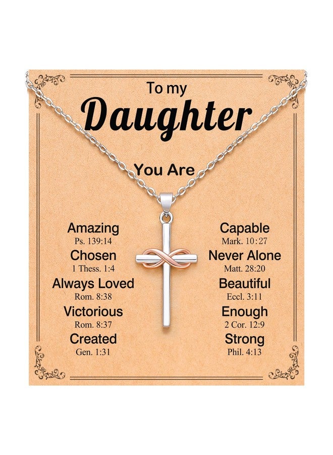 UPROMI To My Daughter Gifts from Mom Cross Necklace Girls Jewelry 8 10 12 14 16 11 Year Old Birthday Baptism Christian Christmas Easter Basket Stuffers Confiramtion Gifts for Teen Tween Girls Teenage Kids - Image 1