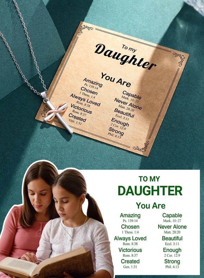 UPROMI To My Daughter Gifts from Mom Cross Necklace Girls Jewelry 8 10 12 14 16 11 Year Old Birthday Baptism Christian Christmas Easter Basket Stuffers Confiramtion Gifts for Teen Tween Girls Teenage Kids - Image 5