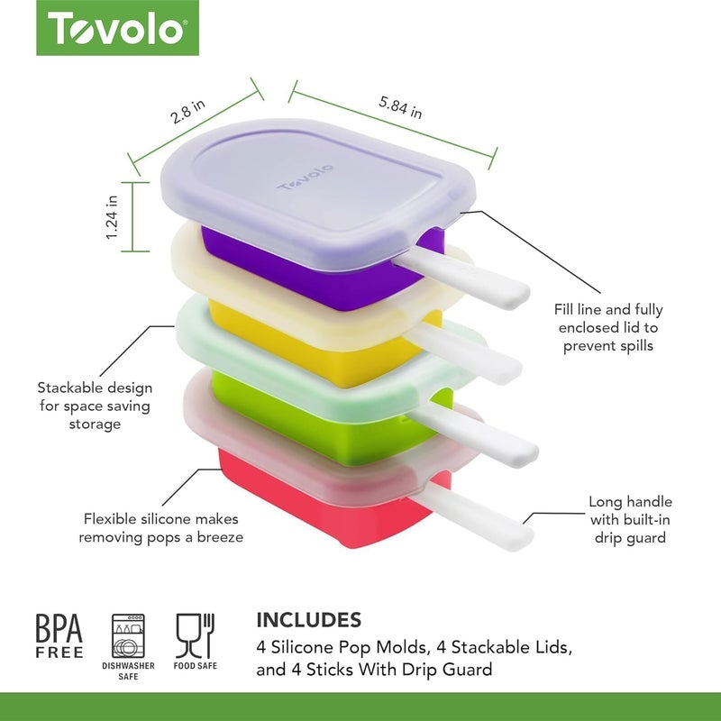 Tovolo Stackable Popsicle Molds with Sticks, 4-Pack, Easy Release Pop Molds, Reusable Ice Pop Maker for Kids, Homemade Frozen Snacks & Treats, Mess-Free Handles, BPA-Free, Dishwasher Safe - Image 5