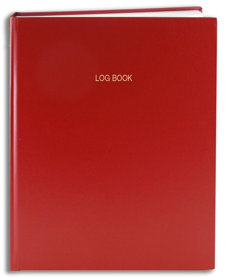 BookFactory Log Book/Multipurpose Log Book - 96 Pages 8'' x 10'' Red Cover Section Sewn Hardbound (Made in USA)