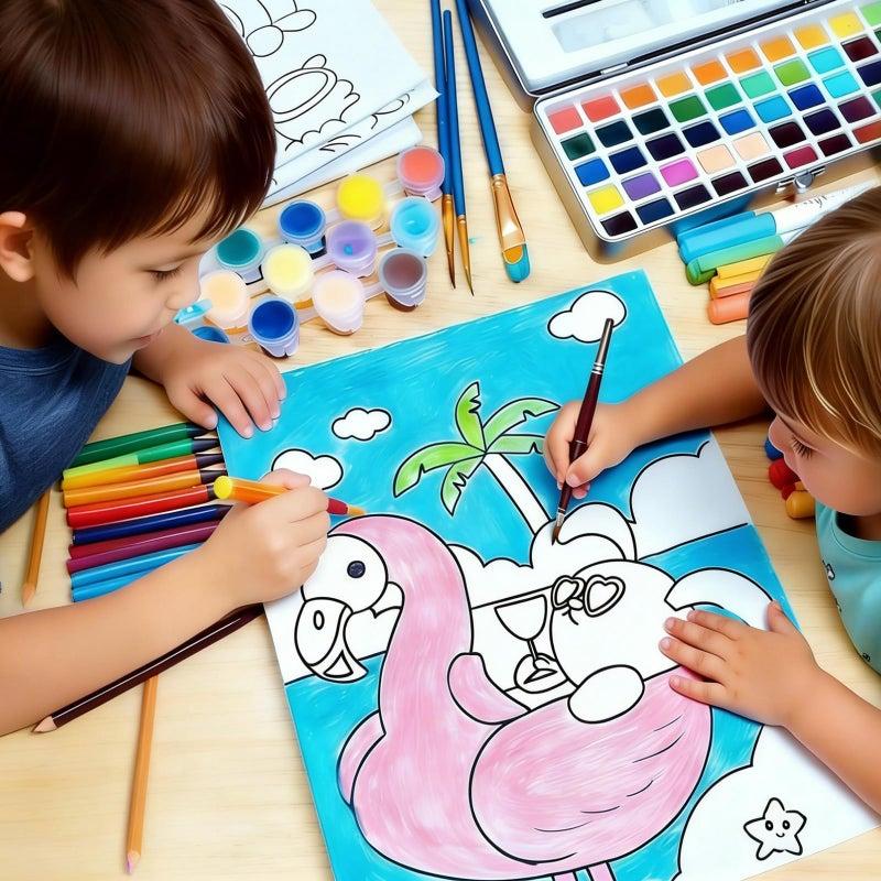 Aosemili 12Pcs Predrawn Canvas for Painting Pre Drawn Bulk Canvas to Paint for Kids- 8x10in Large Predrawn Art Canvases with Design Picture to Paint for Kids - Image 2