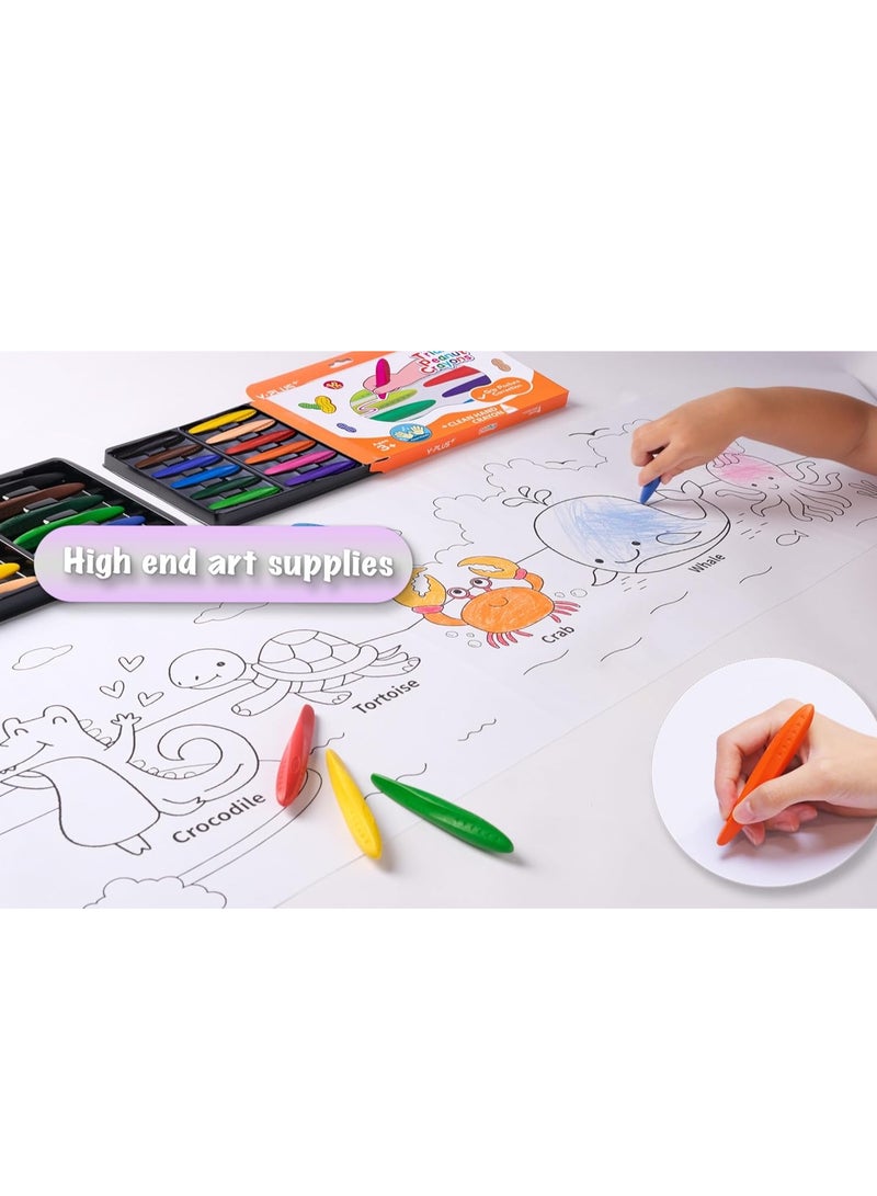 Y plus+ Triangle Peanut Crayons for Kids - Non-Toxic, Washable Coloring Art Supplies for Toddlers, Perfect for Handwriting Posture Correction - 24 Vibrant Colors Included - Image 3