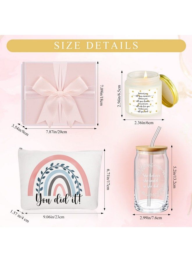 Nuanchu Set Of 4 Back To School Gifts For Teacher Congratulations Gifts For Women Lavender Scented Candles She Believe She Could Glass Cups Rainbow Sign Makeup Bag For Women Teacher (Fresh Style) - Image 3