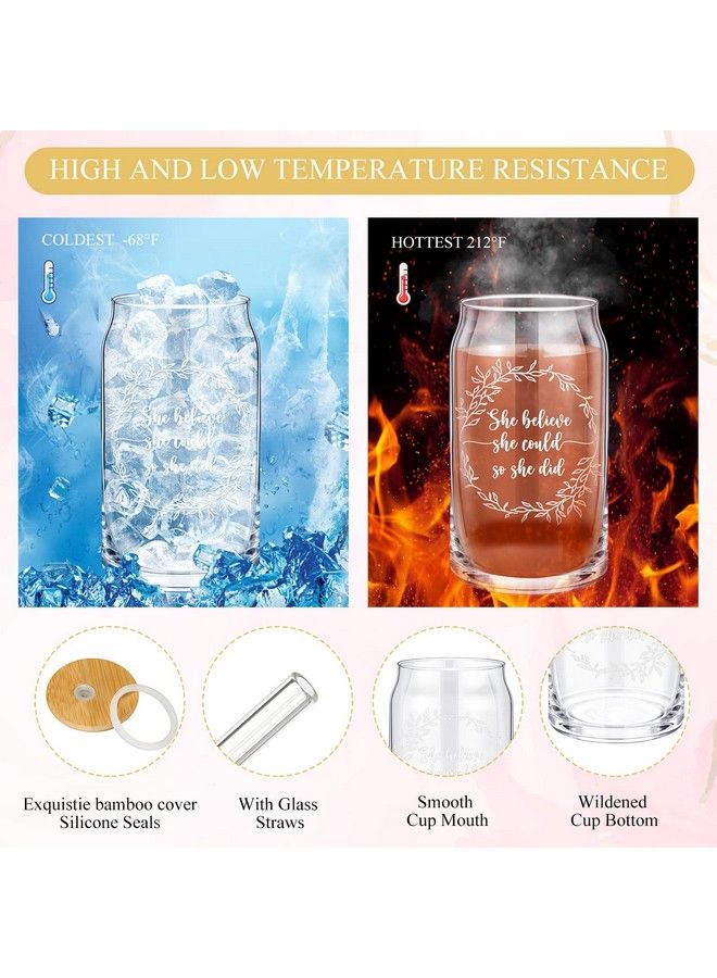 Nuanchu Set Of 4 Back To School Gifts For Teacher Congratulations Gifts For Women Lavender Scented Candles She Believe She Could Glass Cups Rainbow Sign Makeup Bag For Women Teacher (Fresh Style) - Image 4