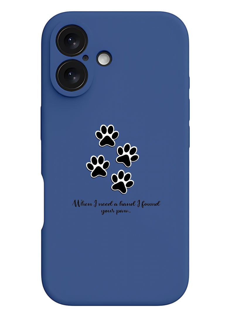 Theodor Protective Slim Fit Case Liquid Silicone Cover with Full Body Protection Anti-Scratch Shockproof Case For Apple iPhone 17 (Blue) paw print - Image 1