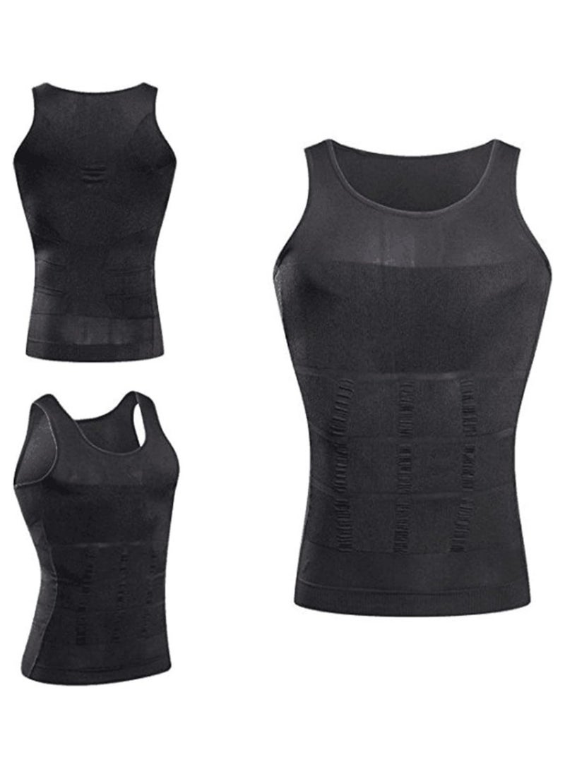 Mens Slimming Body Shaper Vest Shirt Mens Athletic Compression Shirt Slimming Body Shaper Tank Top Abs Abdomen Slim Vest Undershirt (Medium) Grey