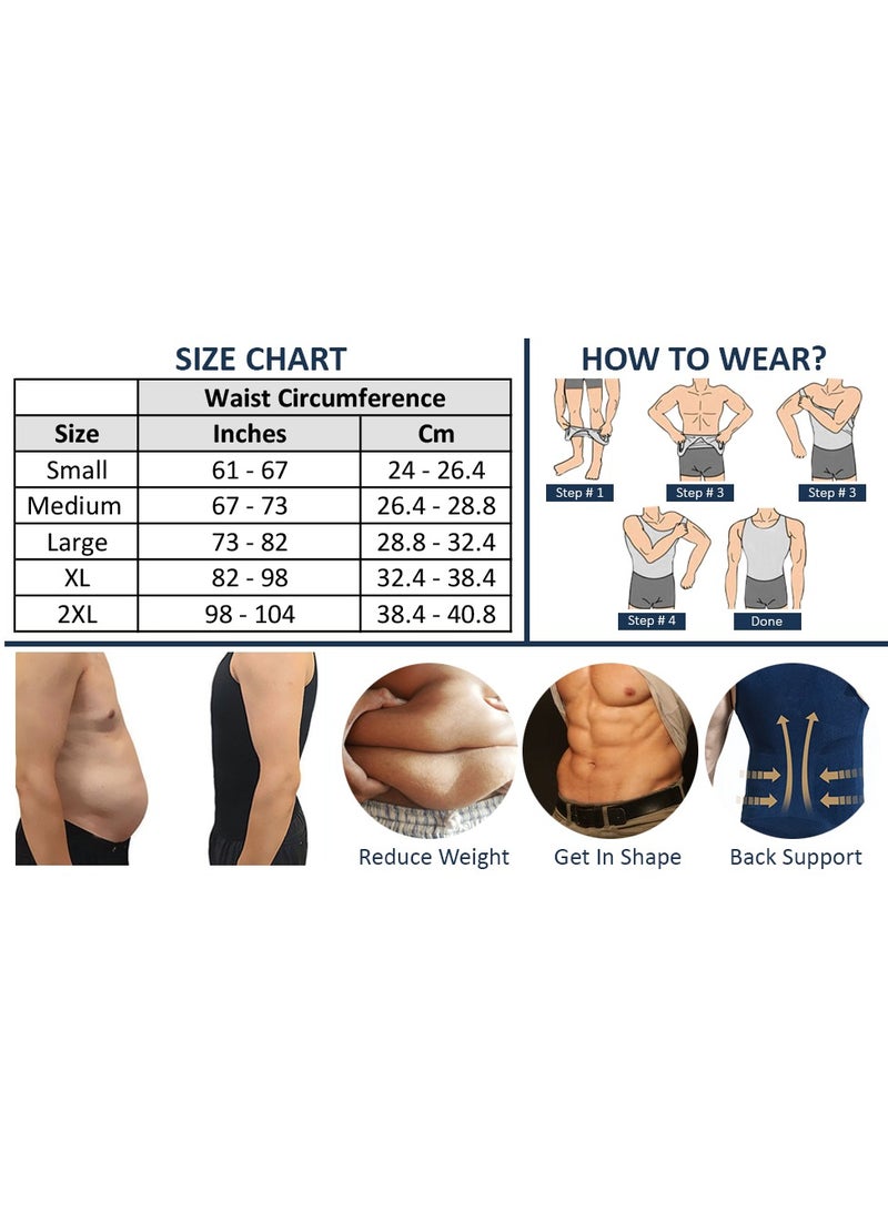 Mens Slimming Body Shaper Vest Shirt Mens Athletic Compression Shirt Slimming Body Shaper Tank Top Abs Abdomen Slim Vest Undershirt (Medium) Grey