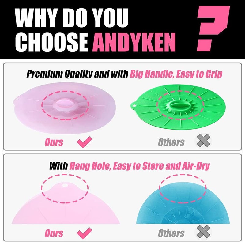 Andyken Silicone Lids Covers - Microwave Food Cover for Bowls,Cups,Pots,Pans Food Safe BPA Free Silicone Bowl Covers Easy to Clean and Storage - Image 4