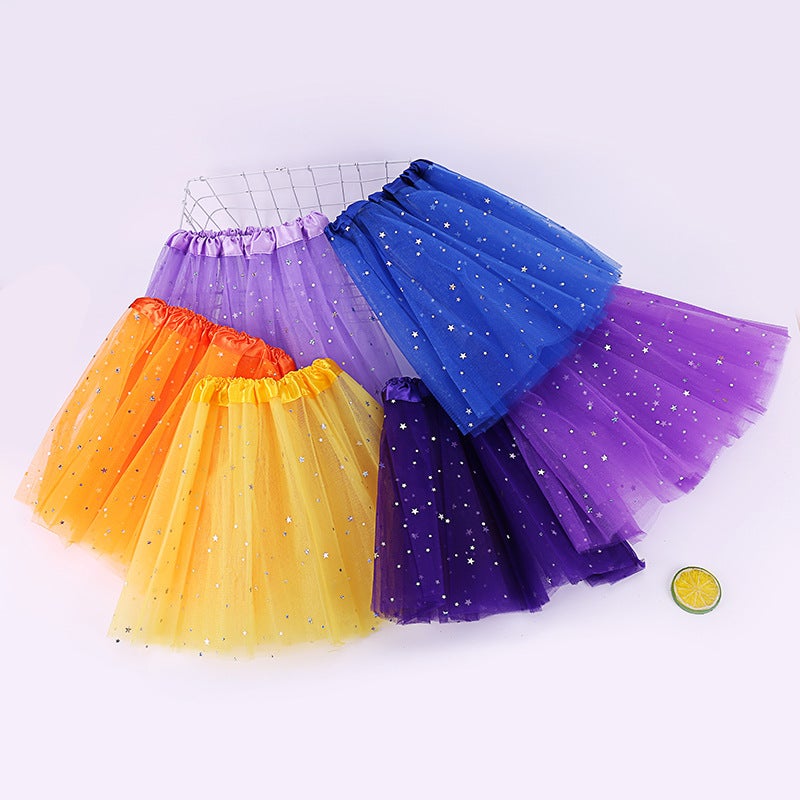 Children'S Skirt Tutu Skirt Tutu Skirt Tutu Skirt Ballet Skirt L Sequin Mesh Skirt Three-Layer Three-Piece Dance Skirt 6.1 - Image 2