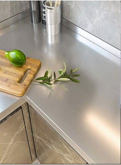 MIXDE Silver Self-Adhesive Wallpaper Stainless Steel Contact Paper for Kitchen 60x300cm  - Image 2