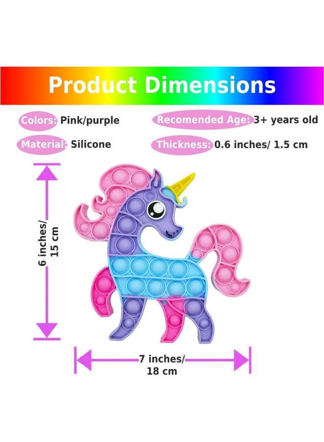 Push Pop Bubble Fidget Toy Silicone Animal Sensory Squeeze Toy Stress Relief Anti-Anxiety ADHD Autism Special Fidget Popper Gift for Kids and Adults Unicorn C  - Image 3