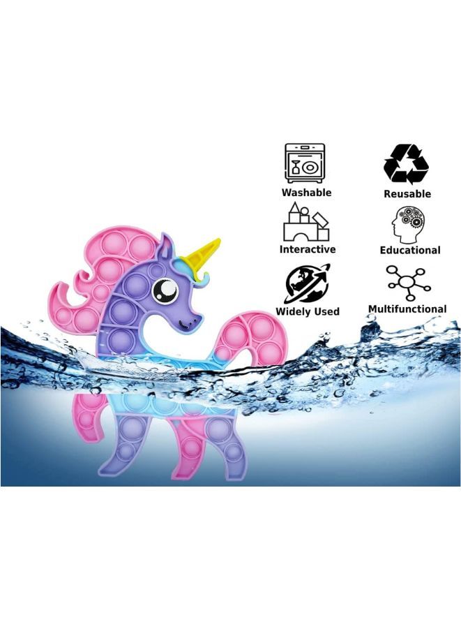 Push Pop Bubble Fidget Toy Silicone Animal Sensory Squeeze Toy Stress Relief Anti-Anxiety ADHD Autism Special Fidget Popper Gift for Kids and Adults Unicorn C  - Image 2