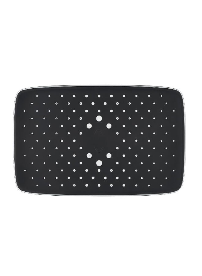 Aqua Drop Rectangular Shape Lightweight Premium Metal Shower Head Black 6.8 x 24 x 33 cm DF5558