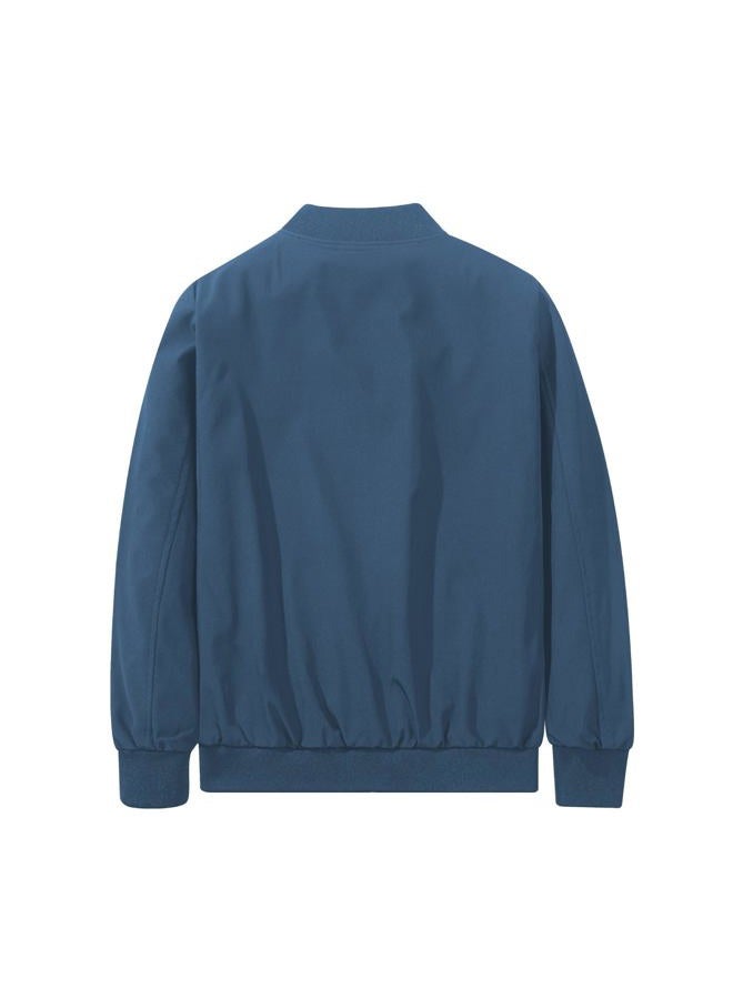 XiaoYouYu Men's Bomber Jacket Fashion Stylish Lightweight Windbreaker Spring Fall Casual Jackets for Men Royal Blue Small - Image 2