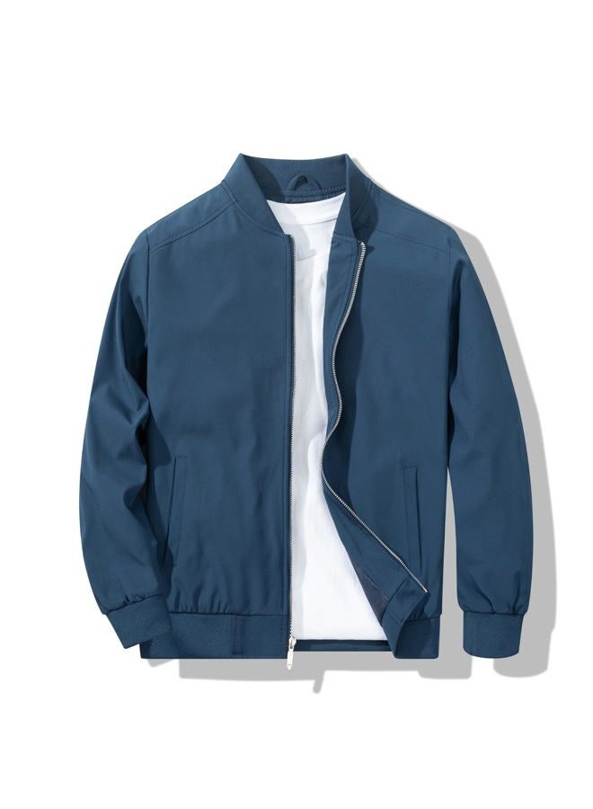 XiaoYouYu Men's Bomber Jacket Fashion Stylish Lightweight Windbreaker Spring Fall Casual Jackets for Men Royal Blue Small - Image 1