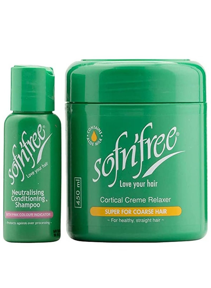 Sofn'free Cortical Creme Shampoo and Relaxer Set 450ml - Image 2