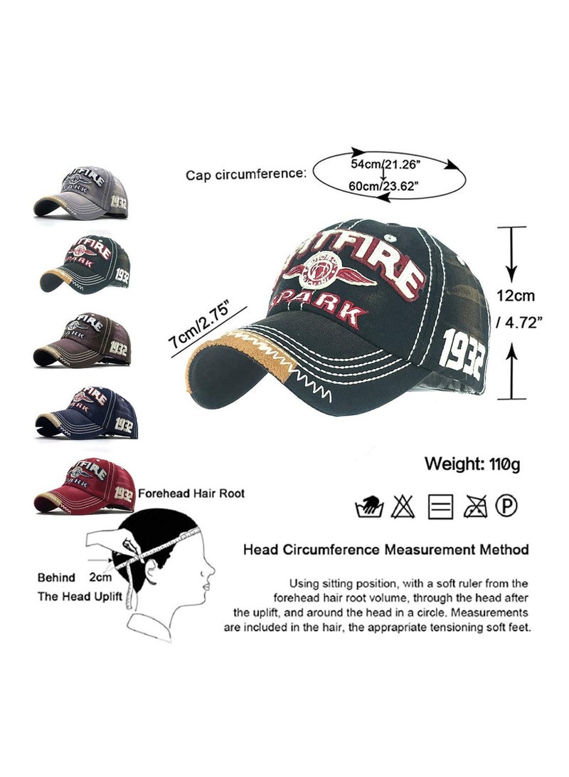 SYOSI Distressed Baseball Cap for Mens Vintage Trucker Hat  Cotton Embroidered Snapback Casual Baseball Cap for Unisex - Black - Image 2