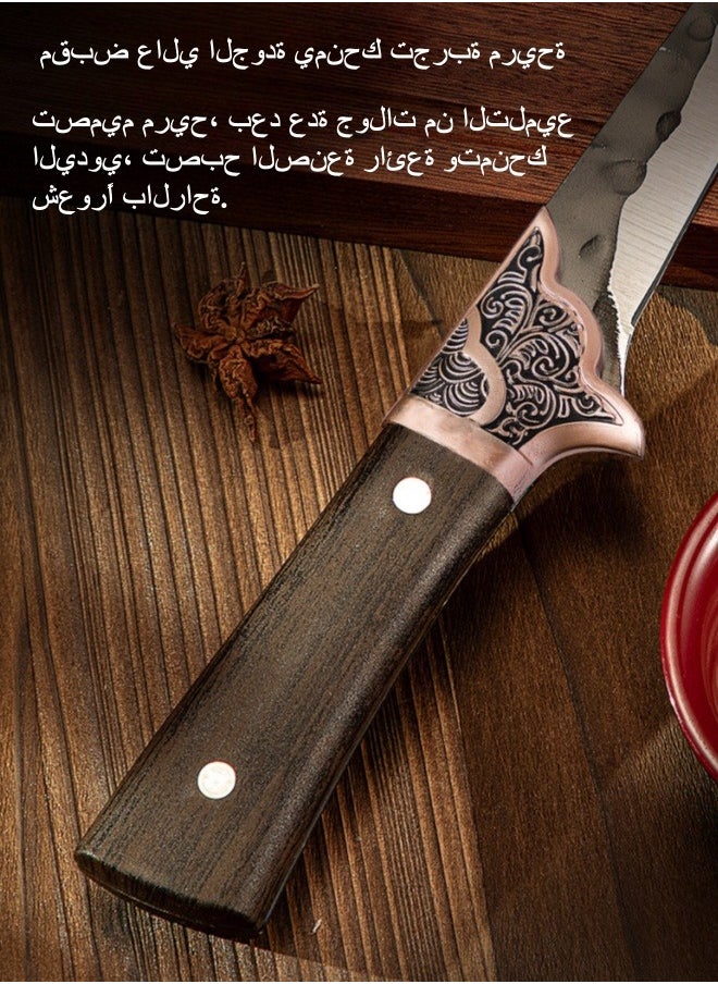 سكين حادة من الفولاذ المقاوم للصدأ عالي الكربون لتقطيع اللحوم وسكين مطبخ مع حافظة جلدية