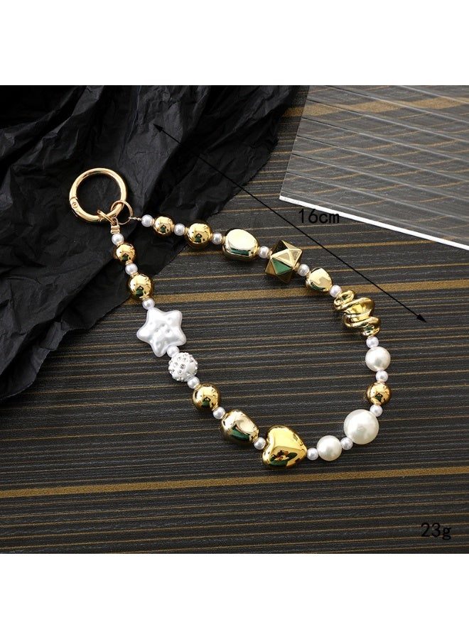 NIBEMINENT Phone Charm/ Chain Strap for Women Girls, Alien Pearl Bow Cell Phone Case Lanyard Wrist Strap