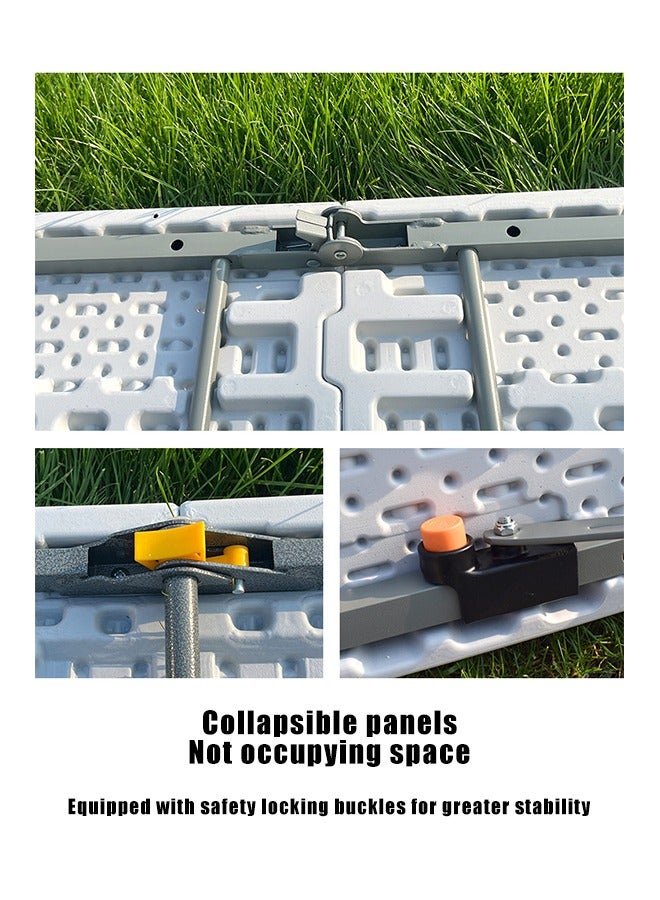 بيوينتي طاولة متعددة الاستخدامات قابلة للطي، طاولة بلاستيكية محمولة قابلة للطي في النصف لحفلات النزهات والتخييم (ابيض 1.8M) - Image 5