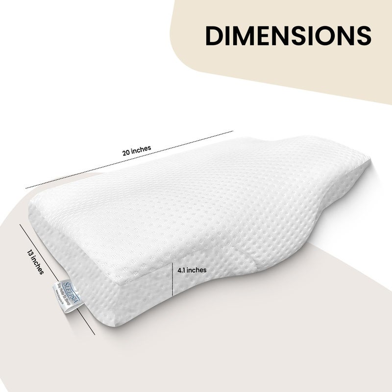 Sleepsia Sleepsia Memory Foam Pillow 1 Year Warranty Cervical Pillow for Neck Pain Pillow for Neck Pain Orthopedic Pillow with Extra Curve Neck Support for Sleeping Side Back Sleepers White - Image 2