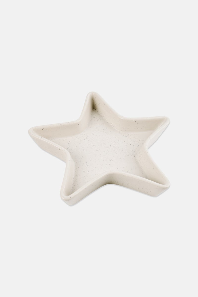 Muy Mucho Ceramic Star Shaped Tray, Off White - Image 1