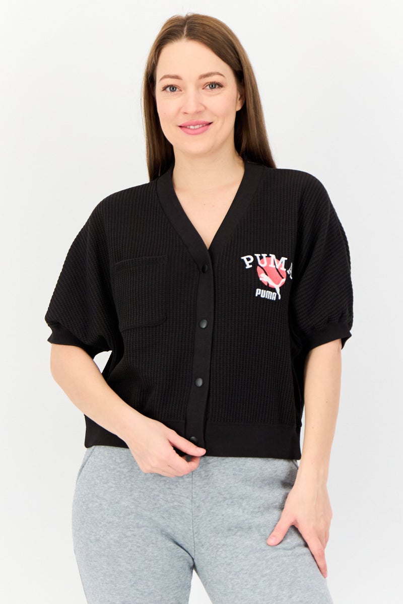 PUMA Women Sportswear Fit Short Sleeve Outdoor Sweatshirt, Black  - Image 1