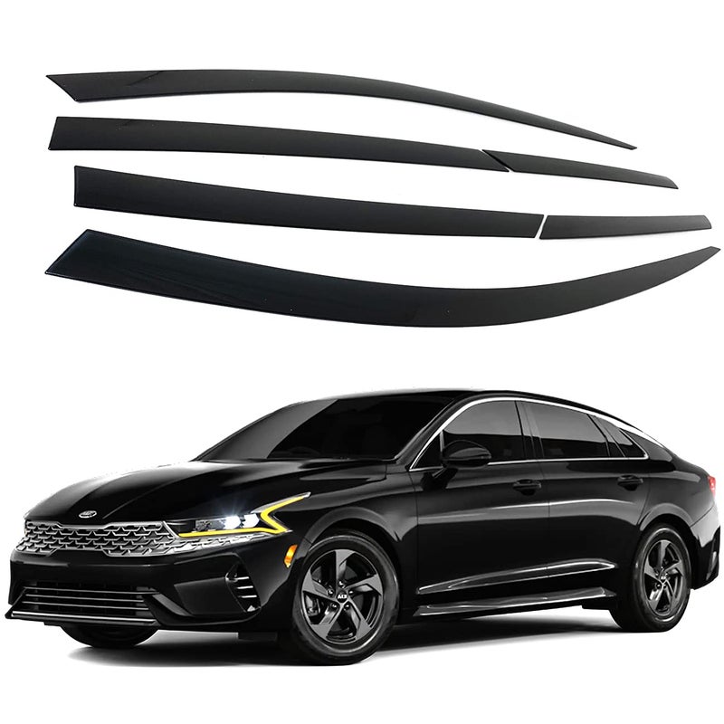 AUTOCLOVER TapeOn Rain Guards Window Visors 6 Pcs Set for Kia K5 2021 2022 2023 2024 2025 Window Deflectors OutChannel Vent Shades Black