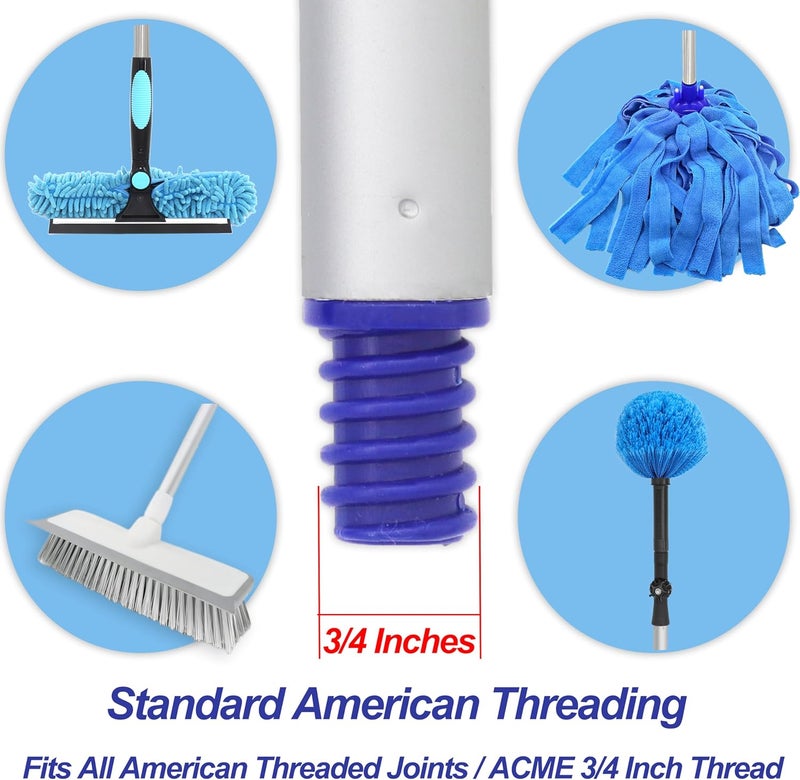 EaseYourDay 4-Section Lightweight Aluminum Alloy Pole Mop Replacement Handle Compatible with All Screw On American Threading System - Image 3