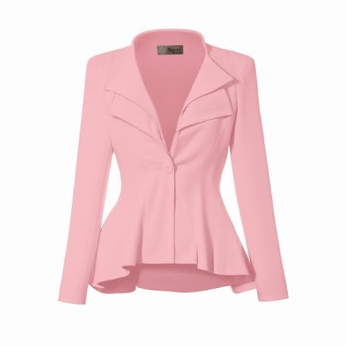Hybrid & Company Women Double Notch Lapel Office Hot Pink Blaze JK43864 1073T Blush XL - Image 1