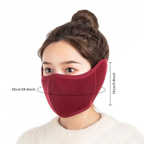 TecHong Unisex Winter Warm Mask with Ear Cover 360 Degree Wrap Dustproof Breathable Half Face Mouth Cover Face Earflaps - Image 5