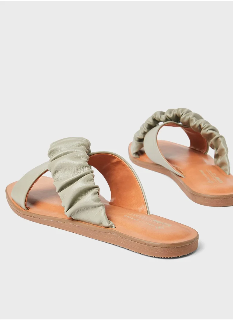 CALL IT SPRING Scrunchie Strappy Slip Ons