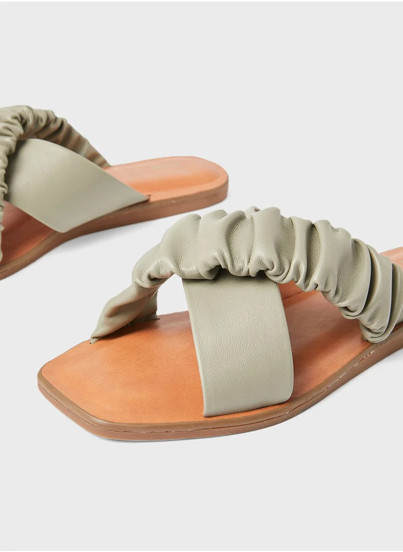 CALL IT SPRING Scrunchie Strappy Slip Ons