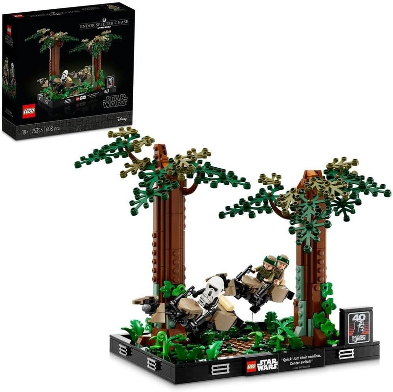 LEGO 75353 Star Wars Endor Speeder Chase Diorama Set with Luke Skywalker, Princess Leia & Scout Trooper plus Speeder Bikes, Return of the Jedi Collectible Model - Image 1