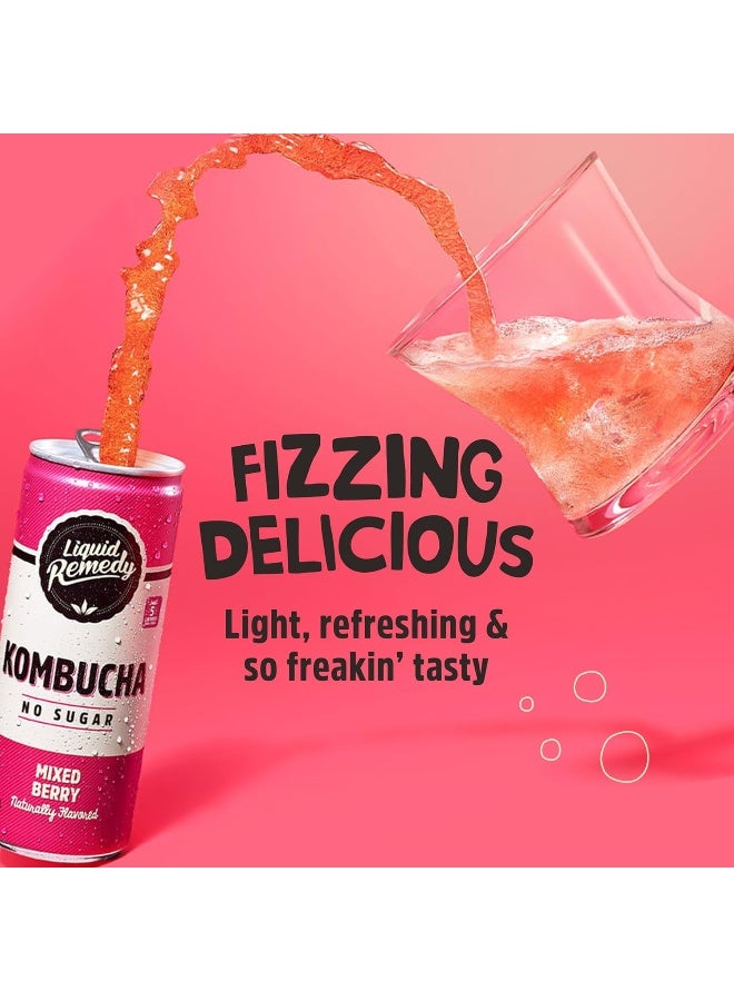 Remedy مشروب كومبوتشا السائل خالي من السكر عضوي، منخفض السعرات الحرارية، شبيه بالشاي البروبيوتيك لصحة الأمعاء - توت مختلط - علبة 8.5 أونصة سائلة، 24 عبوة - Image 4