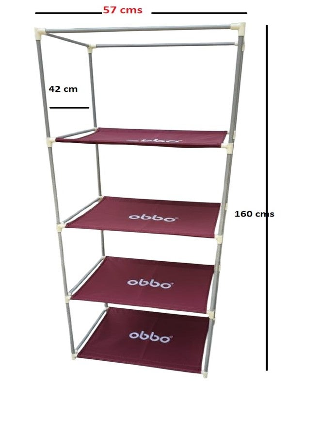 OBBO 4-Layer Single Rack Wardrobe – Foldable Portable Fabric Closet with Dustproof Cover | Steel Frame Cloth Storage Organizer for Clothes, Toys, Books & Accessories - Image 5