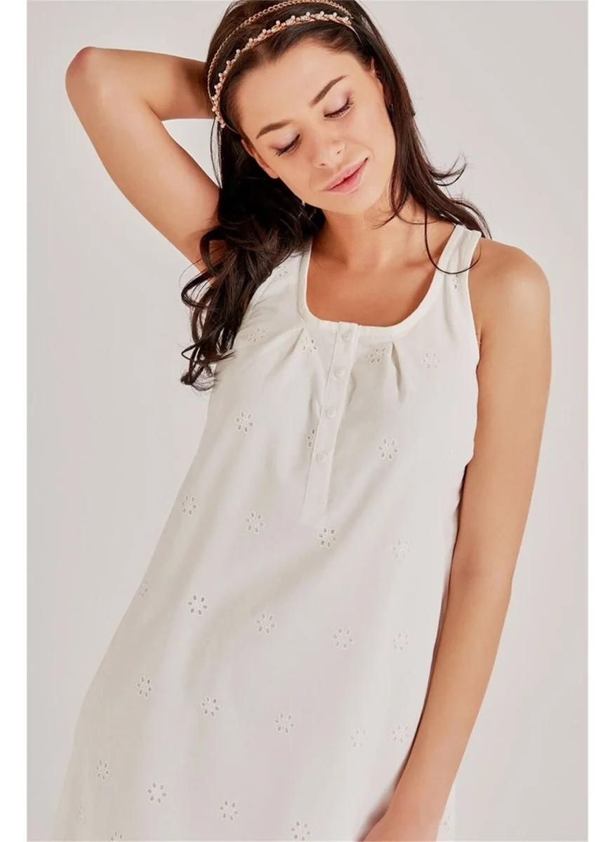 Magic Form 30108 Women's Ecru Embroidered Postpartum Dressing Gown and Nightgown Set