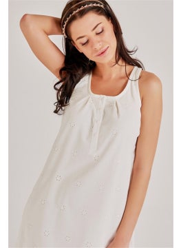 Magic Form 30108 Women's Ecru Embroidered Postpartum Dressing Gown and Nightgown Set  - Image 4
