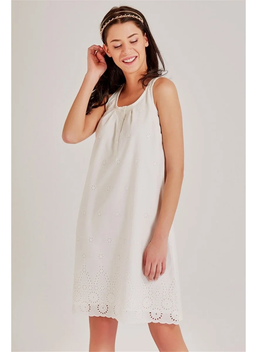 Magic Form 30108 Women's Ecru Embroidered Postpartum Dressing Gown and Nightgown Set