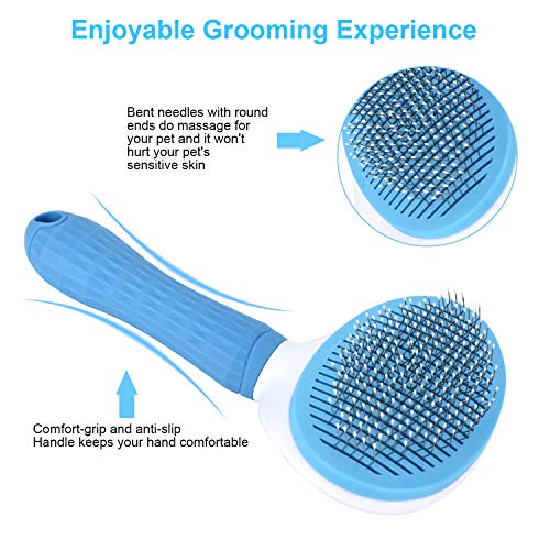 Depets Self Cleaning Slicker Brush, Pet Grooming Shedding Brush for Dogs and Cats - Easy to Remove Loose Undercoat, Pet Massaging Tool Suitable for Pets with Long or Short Hair Color May Vary - Image 2