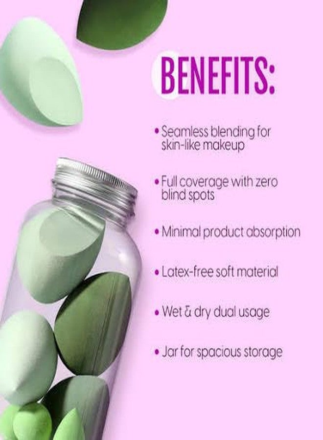 GMG Makeup Beauty Blender Sponges Set, 20 Pack Mini Teardrop Blending Sponges, Pastel Colors with Storage Jar - Image 3