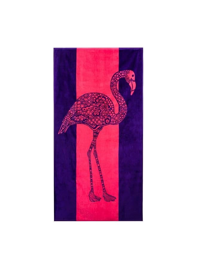 The Bros منشفة شاطئ فلامينغو - وردية وبنفسجية بتصميم لطيف، كبيرة جدًا، XL (34 بوصة × 63 بوصة) ماصة وقابلة للحمل، خفيفة الوزن، منشفة شاطئ وردية، مصنوعة من 100% قطن - Image 4