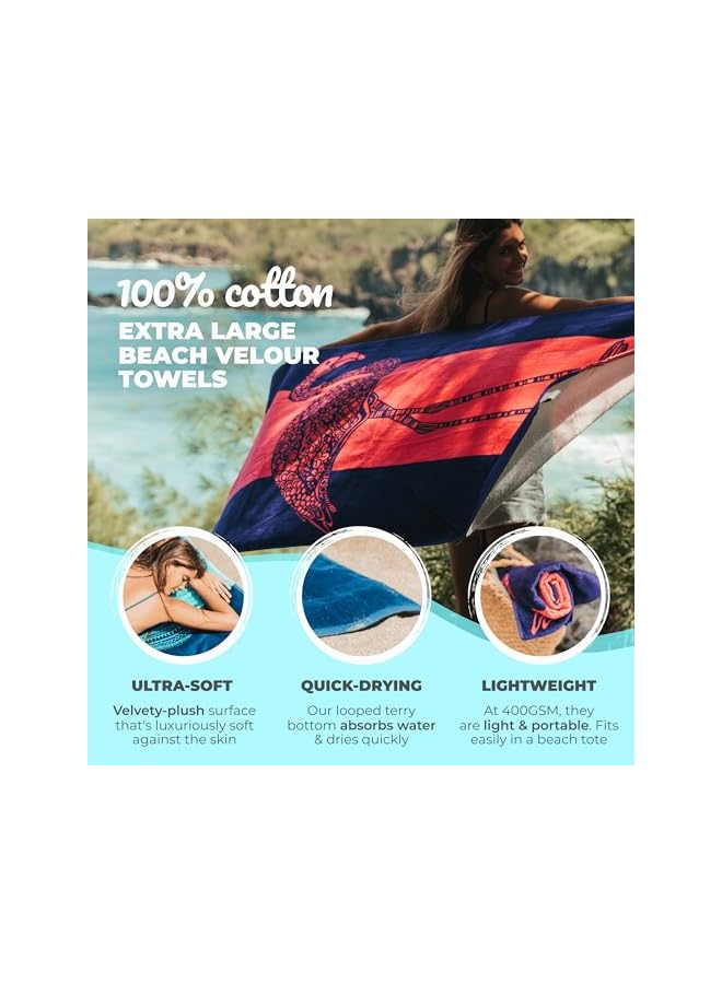 The Bros منشفة شاطئ فلامينغو - وردية وبنفسجية بتصميم لطيف، كبيرة جدًا، XL (34 بوصة × 63 بوصة) ماصة وقابلة للحمل، خفيفة الوزن، منشفة شاطئ وردية، مصنوعة من 100% قطن - Image 2