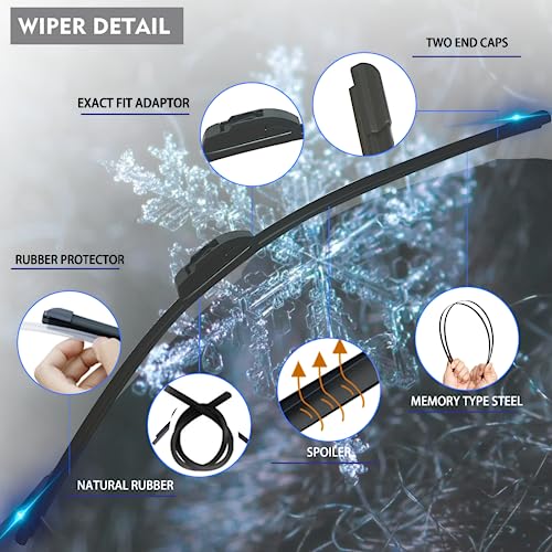 Dodomes 2 Wiper Blades OEM Quality Replacement For Chevy Traverse Malibu Gmc Acadia Saturn Aura Outlook Buick Enclave Vw Ti guan Original Equipment wipers factory Set 24"/21" (Set of 2) Top Lock 19mm - Image 4
