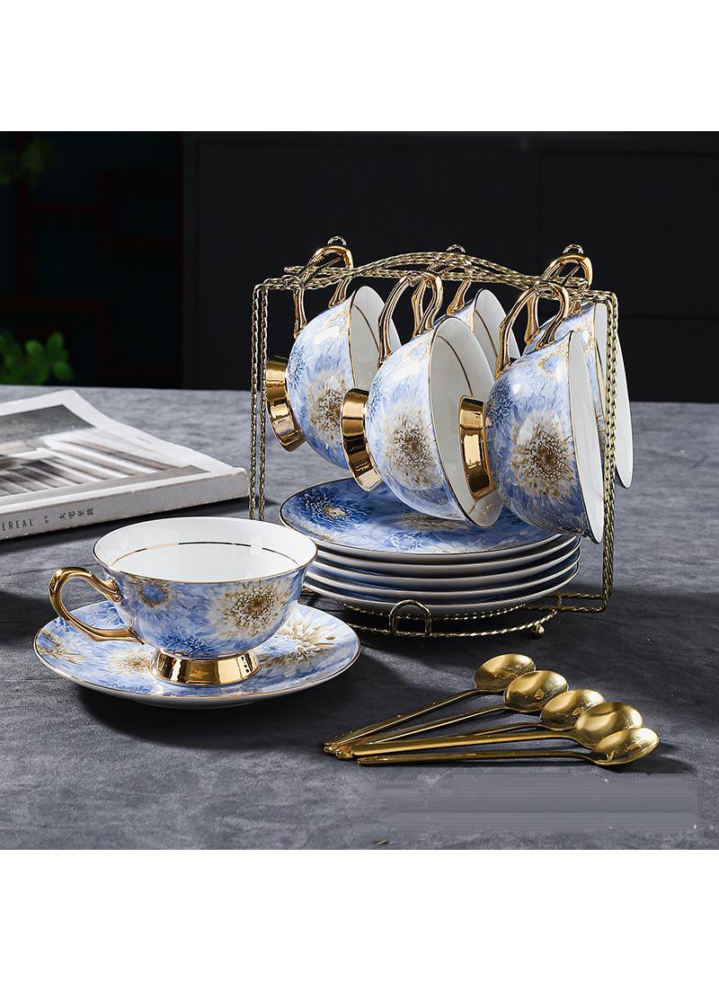 Y&D European style full color peony bone china coffee cup, ceramic plate, ceramic water cup, Coffee Cups, Tea Cup Set,  Porcelain Tea Set, Latte Cupsexquisite gift box tea cup set  - Image 1