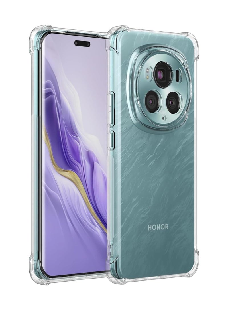 Reinforced Corners Scratch Resistant TPU Rubber Soft Silicone Best Cmera Protective Clear Cover for Honor Magic 6 Clear